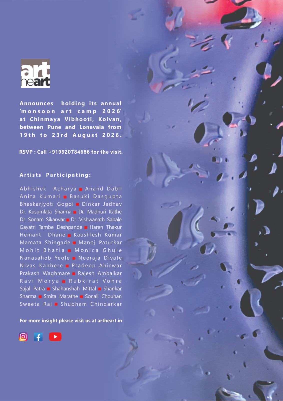 Afișul taberei Monsoon Art Camp 2026, Chinmaya Vibhooti, Kolvan
